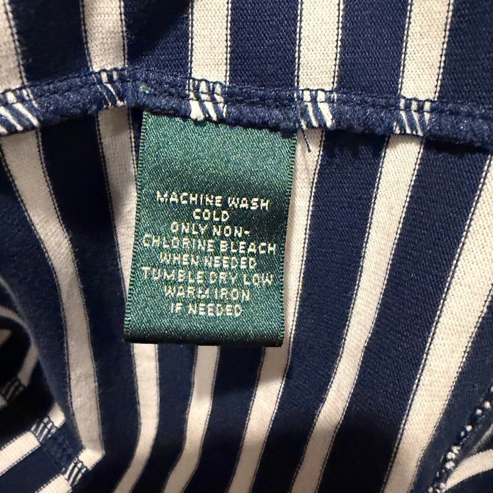 Lauren Ralph Lauren Striped Blazer Womens L Navy White Jacket Preppy Nautical - Picture 10 of 11